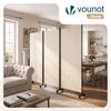 Paravent interieur separateur avec roue 3 panneaux autoportant pliable 262x 30 x 180 cm Beige - voonot.com