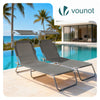 Lot de 2 chaise longue pliante avec pare soleil gris - voonot.com
