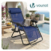 Chaise longue inclinable en textilene avec porte gobelet et portable bleue - voonot.com