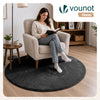 Tapis de salon poils ras doux antiderapant ф120cm uni anthracite - voonot.com