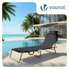 Chaise longue pliante avec pare soleil noir - voonot.com
