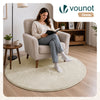 Tapis de salon poils ras doux antiderapant ф120cm uni beige - voonot.com