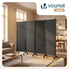 Paravent interieur separateur avec roue 4 panneaux autoportant pliable 228x 30 x 171 cm Anthracite - voonot.com