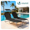 Lot de 2 chaise longue pliante avec pare soleil noir - voonot.com