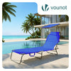 Chaise longue pliante avec pare soleil bleu - voonot.com