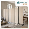 Paravent interieur separateur avec roue 6 panneaux autoportant pliable 340 x 30 x 171 cm Beige - voonot.com