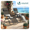Chaise Longue inclinable en testilene avec porte gobelet et portable Noir Lot de 2 - voonot.com