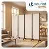 Paravent interieur separateur avec roue 4 panneaux autoportant pliable 228x 30 x 171 cm Beige - voonot.com