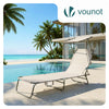 Chaise longue pliante avec pare soleil beige - voonot.com
