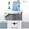 Balai microfibre et Seau Essoreur avec 6 serpillères Réutilisables Balai Plat Double compartiment gris - voonot.com