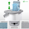 Balai microfibre et Seau Essoreur avec 6 serpillères Réutilisables Balai Plat Double compartiment blanc - voonot.com