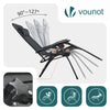Chaise Longue inclinable en textilene avec porte gobelet et portable Noir Lot de 1 - voonot.com