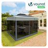 Tonnelle de jardin exterieure pliable avec moustiquaire 3.6x3.6m gris - voonot.com