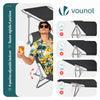 Lot de 2 chaise longue pliante avec pare soleil noir - voonot.com