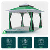 Tonnelle de jardin exterieure pliable avec moustiquaire 3.6x3.6m vert - voonot.com