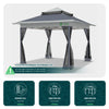 Tonnelle de jardin exterieure pliable avec moustiquaire 3.6x3.6m gris - voonot.com