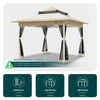 Tonnelle de jardin exterieure pliable avec moustiquaire 3.6x3.6m beige - voonot.com