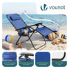 Lot de 2 Chaise longue inclinable en textilene avec table d'appoint porte gobelet et portable bleu - voonot.com