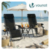 Lot de 2 Chaise longue inclinable en textilene avec table d'appoint porte gobelet et portable noir - voonot.com