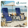 Lot de 2 Chaise longue inclinable en textilene avec table d'appoint porte gobelet et portable bleu - voonot.com