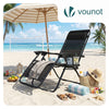 Chaise Longue inclinable en textilene avec porte gobelet et portable Noir Lot de 1 - voonot.com
