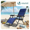 Chaise longue inclinable en textilene avec porte gobelet et portable bleue - voonot.com