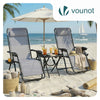 Lot de 2 Chaise longue inclinable en textilene avec table d'appoint porte gobelet et portable gris - voonot.com