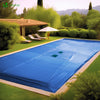 Bache piscine rectangulaire double couche en Polyethylene 160 gr/m2 avec filet ecoulement 6x12m Bleue - voonot.com