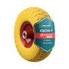 Roue increvable 3.50-4 en PU pour brouette diable alesage 16mm 260x85mm Jaune - voonot.com