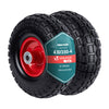 Lot de 2 Roue increvable 3.50-4 en PU pour brouette diable alesage 16mm 260x85mm Noir/Rouge - voonot.com