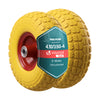 Lot de 2 Roue increvable 3.50-4 en PU pour brouette diable alesage 16mm 260x85mm Jaune - voonot.com