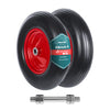 Lot de 2 Roue increvable 4.80/4.00-8 en PU pour brouette diable alesage 20mm 392x92 mm Noir/Rouge - voonot.com