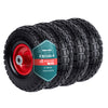 Lot de 4 Roue increvable 3.50-4 en PU pour brouette diable alesage 16mm 260x85mm Noir/Rouge - voonot.com