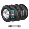 Lot de 4 Roue gonflable robuste 4.80/4.00-8 pour chariot brouette alesage 20mm 400x85mm Noir/Argent - voonot.com