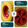 Lot de 4 Roue increvable 3.50-4 en PU pour brouette diable alesage 16mm 260x85mm Jaune - voonot.com