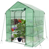 Serre de jardin avec etageres et bache PE renforcee 135g/m2 143x143x195cm Vert - voonot.com