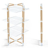 Sechoir a linge etendoir tour pliable 3 niveaux 69x69x136 cm style bois blanc - voonot.com
