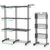 Sechoir a linge etendoir extensible et pliable grande capacite sechage 190x53x170cm Noir - voonot.com