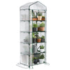 Serre de jardin avec etageres et bache PE renforcee 135gr/m2 69x49x193cm blanc - voonot.com
