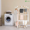 Sechoir a linge etendoir tour pliable 3 niveaux 69x69x136 cm style bois blanc - voonot.com