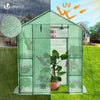 Serre de jardin avec etageres et bache PE renforcee 135g/m2 143x73x195cm Vert - voonot.com