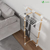 Sechoir a linge etendoir tour pliable 3 niveaux 69x69x136 cm style bois blanc - voonot.com