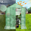 Serre de jardin avec etageres et bache PE renforcee 135g/m2 143x143x195cm Vert - voonot.com