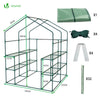 Serre de jardin avec etageres et bache PE renforcee 135g/m2 143x143x195cm Vert - voonot.com