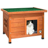Maison pour Chat en bois avec toit bitumé autoportant et porte à lamelles PVC - voonot.com