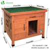 Maison pour Chat en bois avec toit bitumé autoportant et porte à lamelles PVC - voonot.com