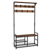 Porte manteau avec banc et etageres meuble entrée 185x85x33cm - voonot.com