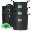 Lot de 5 sacs de plantation non tisse 20L avec poignee Noir - voonot.com
