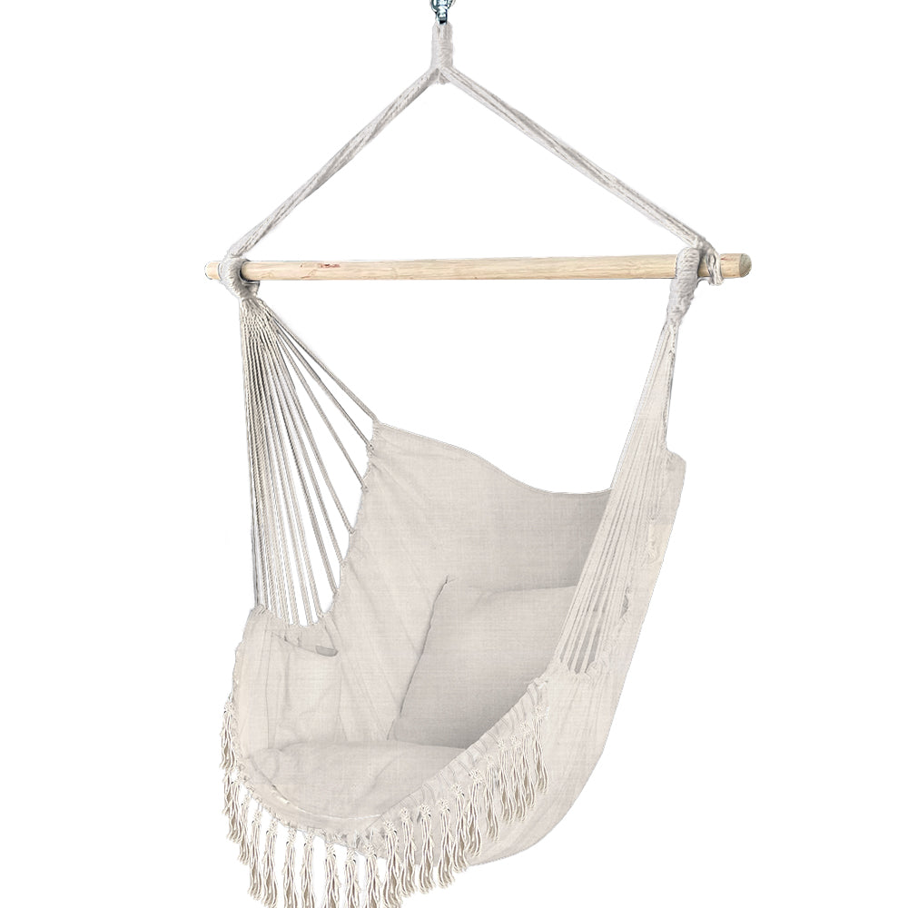 Chaise suspendue hamac avec 2 oreillers Beige - voonot.com