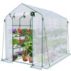 Serre de jardin avec etageres et bache PE renforcee 135g/m2 143x215x195cm - voonot.com